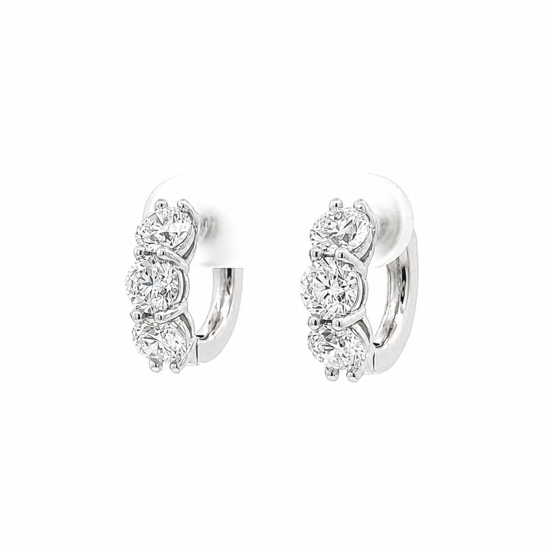14k White Gold Hoop Earrings 2.76ctw D VS2 GIA Diamonds (1 of 17)