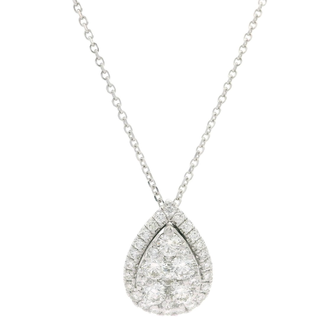 14k White Gold 0.80ctw Diamond Teardrop Pendant Necklace (1 of 5)