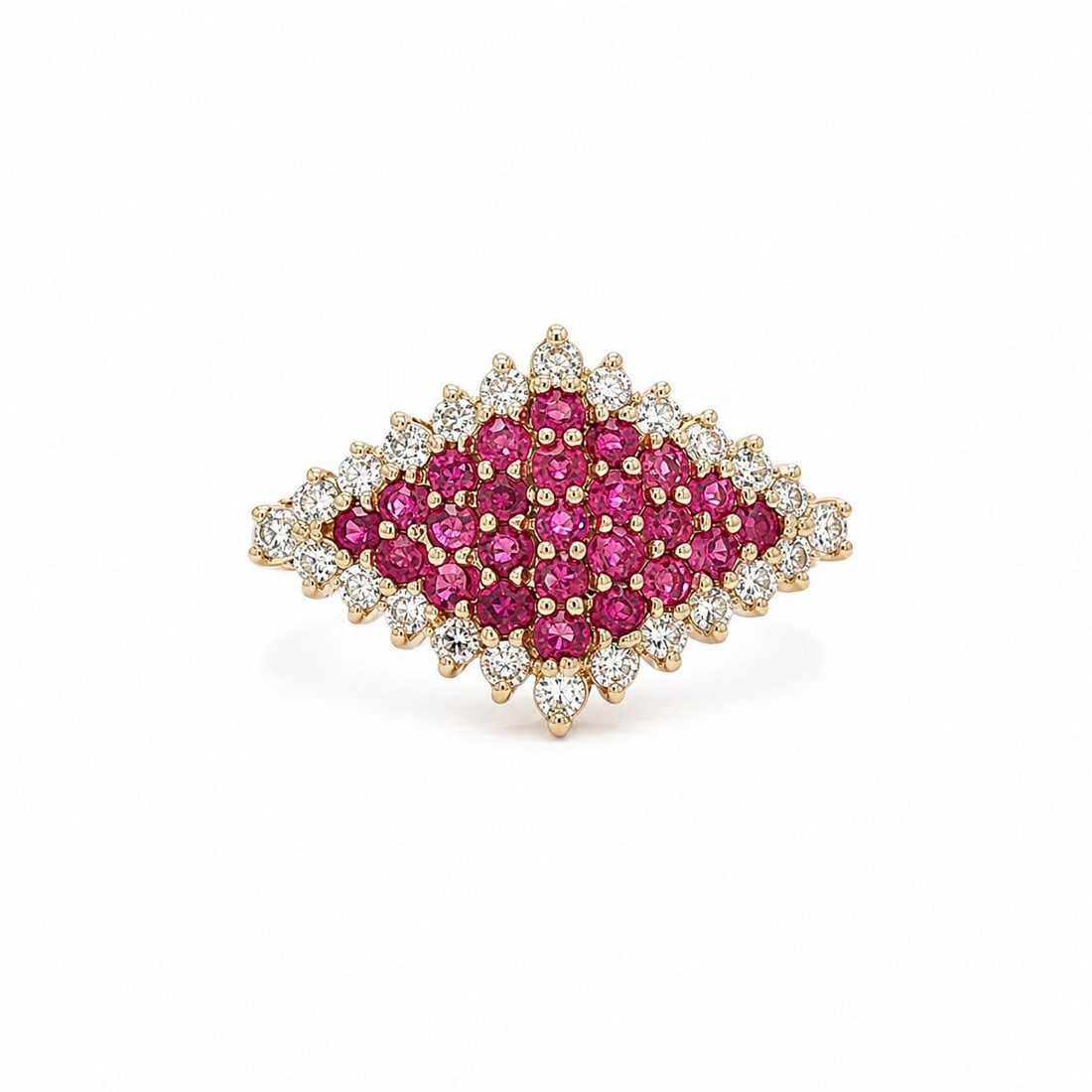 Navette Ruby and Diamond Band Ring in 14k Yellow Gold 1.35ctw (1 of 12)