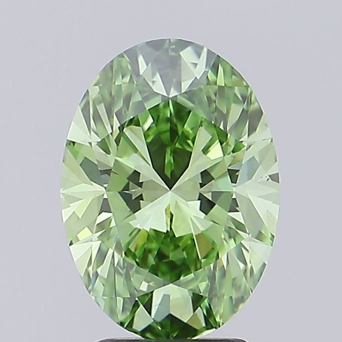 Loose Diamond - OVAL 2.06ct Fancy Vivid Green VS1: Loose Diamond - OVAL 2.06ct Fancy Vivid Green VS1 Source: This is a real non-mined Diamond that has been grown in a lab Shape: OVAL Carats: 2.06 Color: Fancy Vivid Green Certification: IGI Video:
