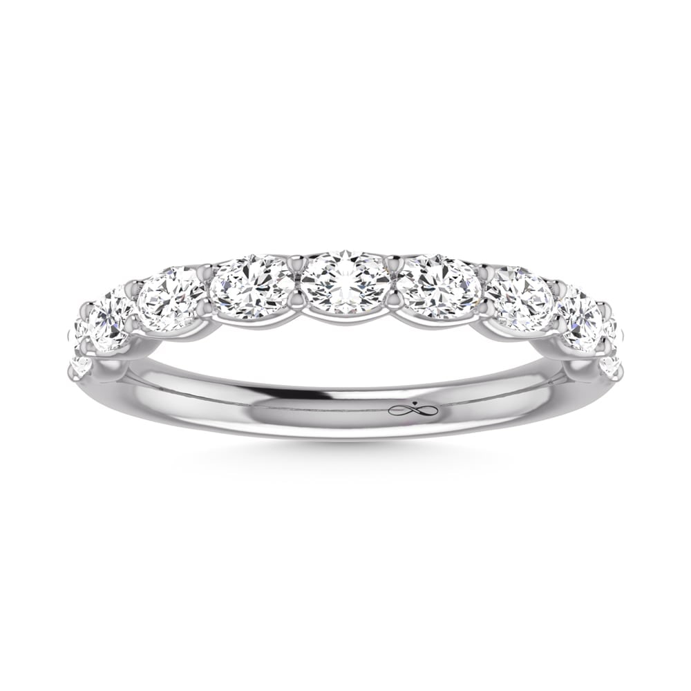 14K White Gold Lab Grown Diamond 7/8 Ct.Tw. Oval Shape Half Way East West Eternity Band: 14K White Gold Lab Grown Diamond 7/8 Ct.Tw. Oval Shape Half Way East West Eternity Band Experience the perfect blend of modern design and timeless elegance with this 14K White Gold East-West Eternity 