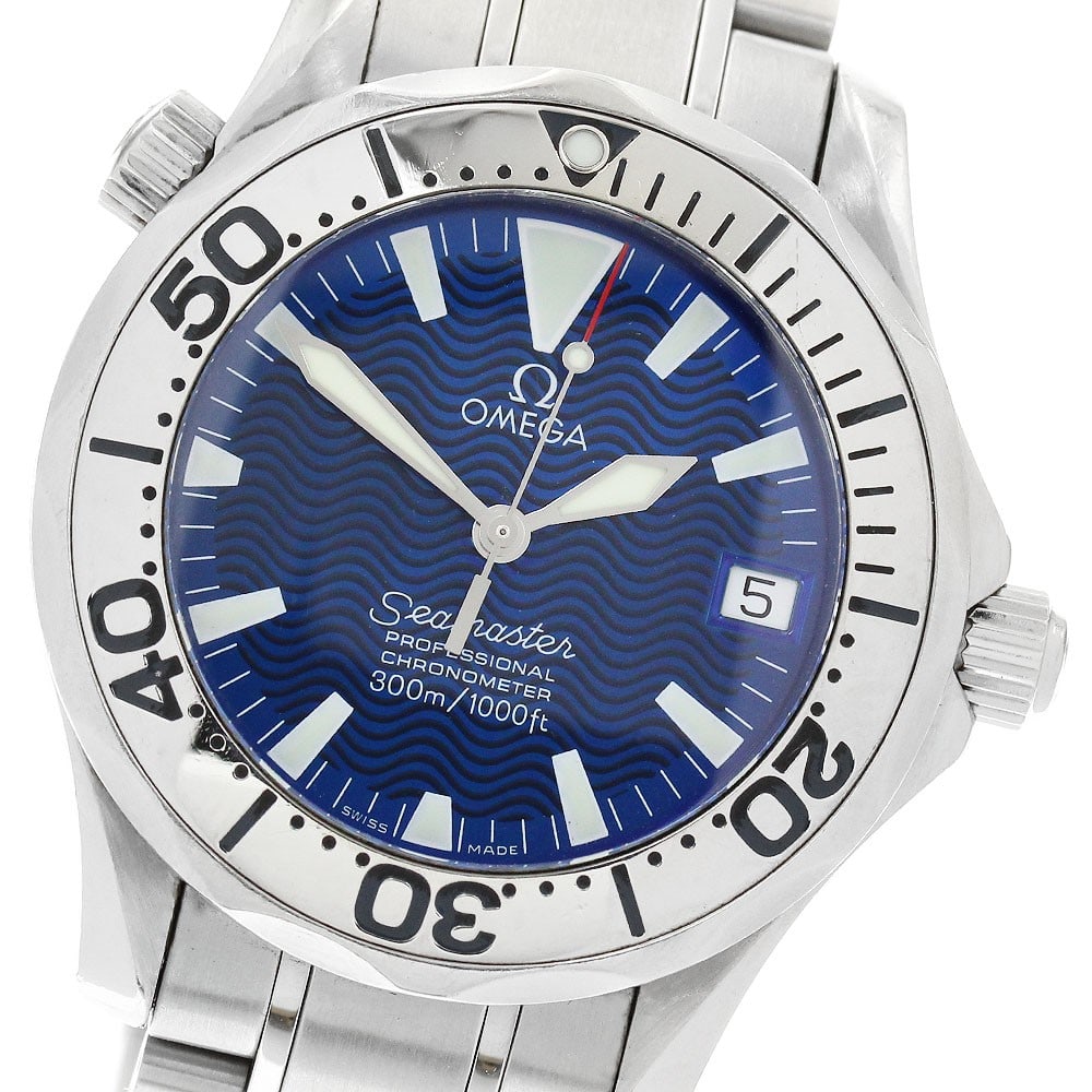 Omega Seamaster 300 Automatic Date Watch Ref 2253.80 Blue Dial: Omega Seamaster 300 Automatic Date Watch Ref 2253.80 Blue Dial OMEGA Seamaster 300 automatic wristwatch with date display and a blue dial. This unisex watch is offered as the watch head and bracelet o