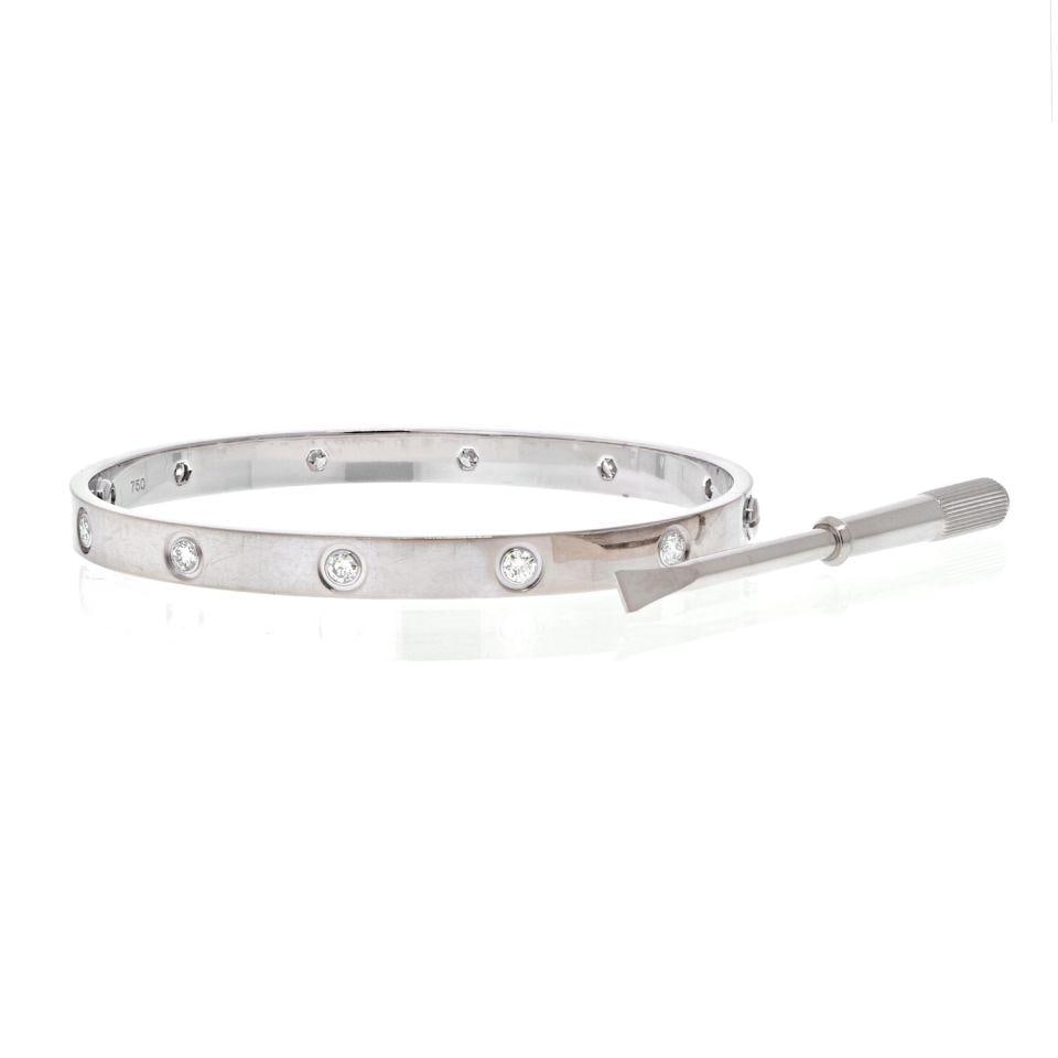 Cartier Love Bracelet 18K White Gold Size 19 10 Diamond Screwdriver (1 of 4)