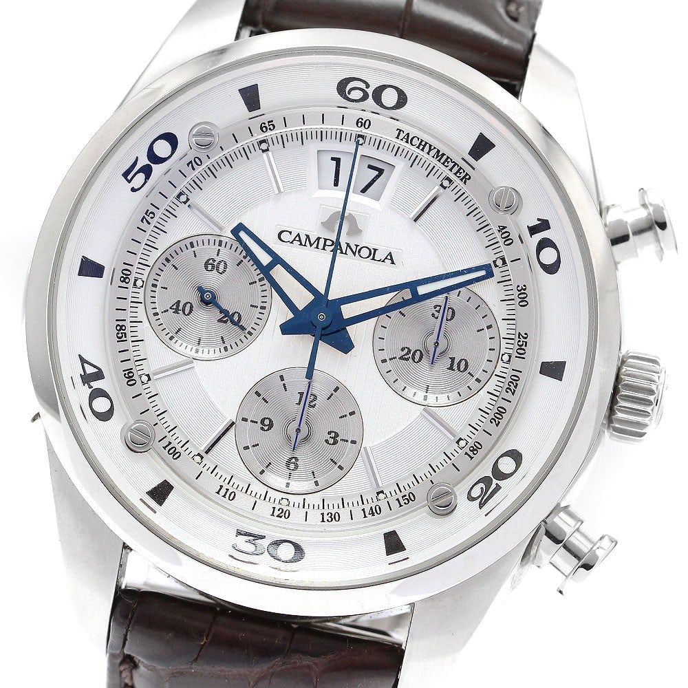 Citizen Campanola Mechanical Chronograph Wristwatch Ref NZ1001-09A Japan: Citizen Campanola Mechanical Chronograph Wristwatch Ref NZ1001-09A Japan CITIZEN Campanola Mechanical wristwatch with automatic movement and a silver dial. This men's chronograph features a date displ