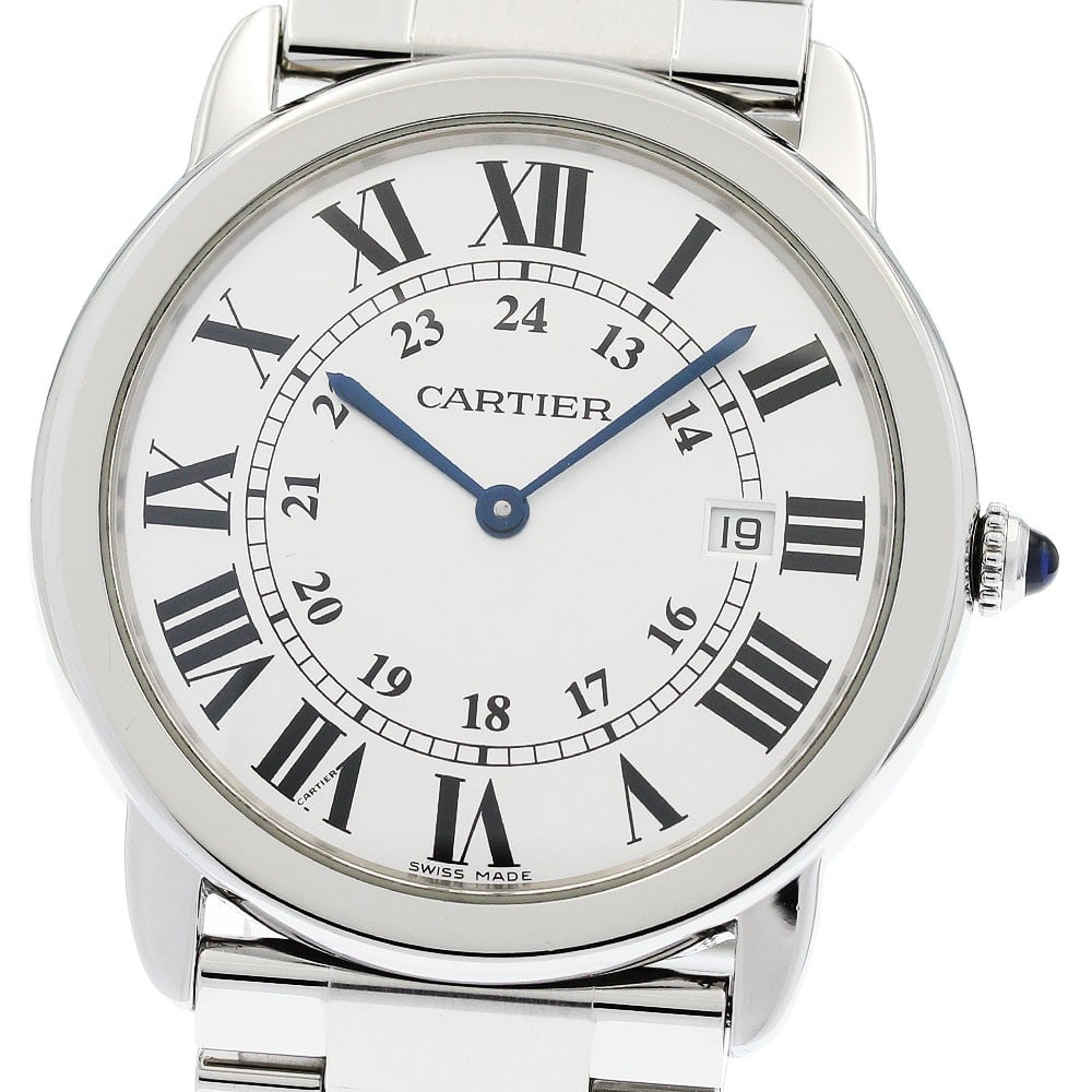 Cartier Ronde Solo LM mens quartz wristwatch ref W6701005 date: Cartier Ronde Solo LM mens quartz wristwatch ref W6701005 date Cartier Ronde Solo LM men's wristwatch with a quartz movement and date display. This watch features a silver dial with a stainless steel 
