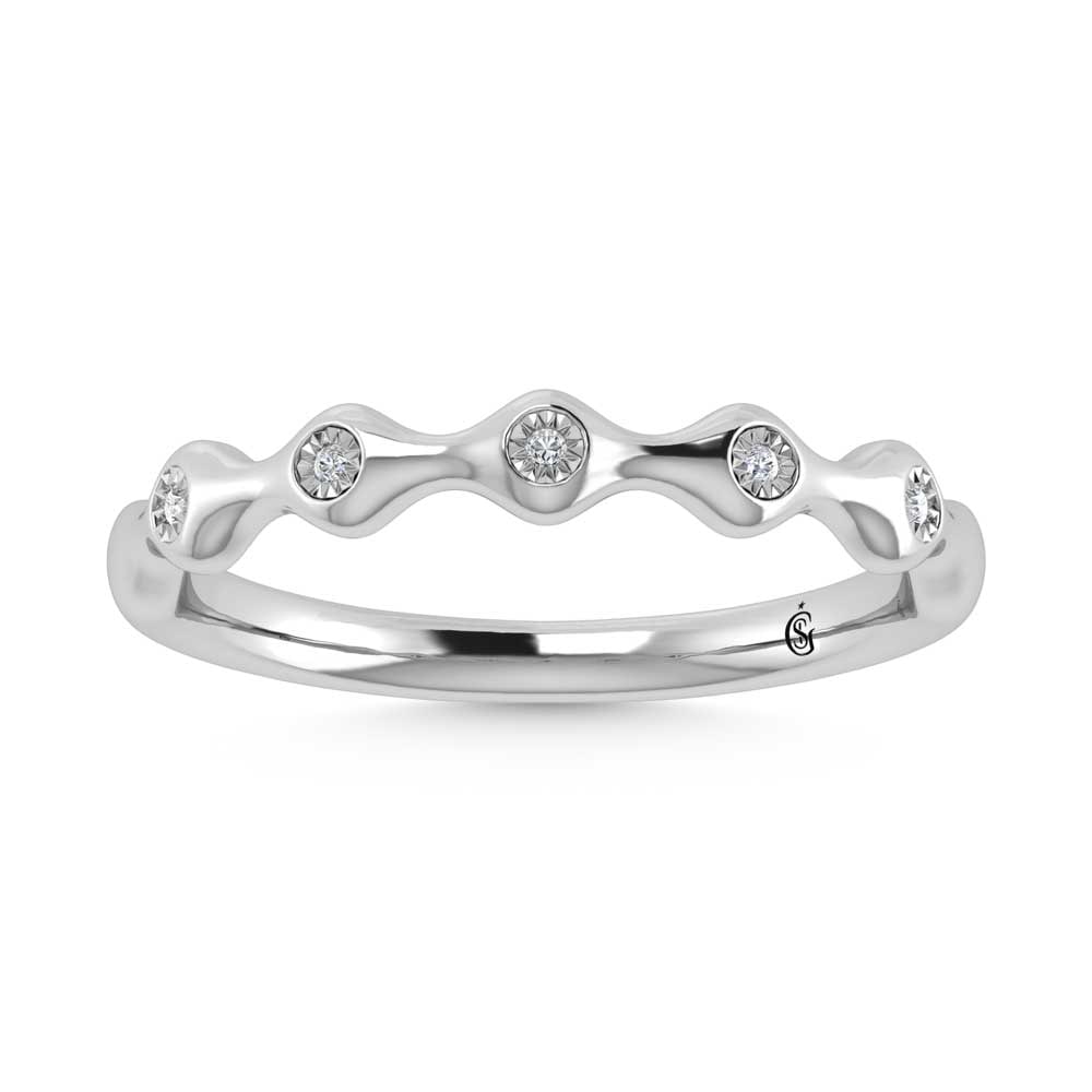 14K White Gold Diamond 1/20 Ct.Tw. Stackable Band: 14K White Gold Diamond 1/20 Ct.Tw. Stackable Band 14k White Gold Stone Color: G-h Stone Clarity: Si Each ring is presented in standard size 6.5. Complimentary resizing is available between sizes 510 (