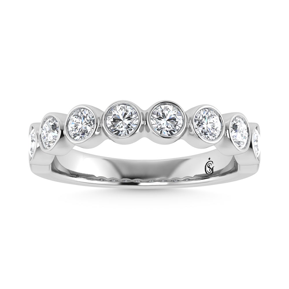 14K White Gold Diamond 1.Ct. Tw. Mens Machine Band: 14K White Gold Diamond 1.Ct. Tw. Mens Machine Band 14k White Gold Stone Color: G-h Stone Clarity: Si2 Each ring is presented in standard size 6.5. Complimentary resizing is available between sizes 510