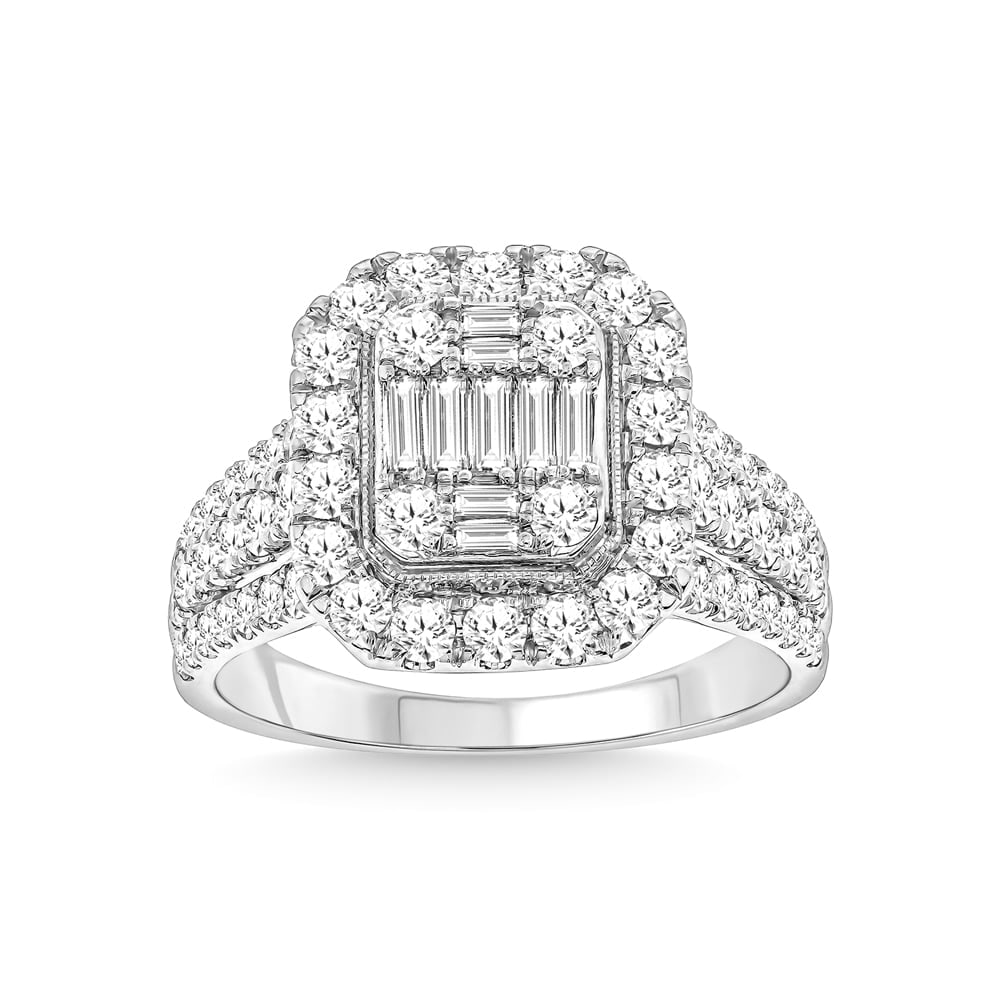 14K White Gold Diamond 1 1/2 Ct.Tw. Fashion Ring: 14K White Gold Diamond 1 1/2 Ct.Tw. Fashion Ring 14k White Gold Stone Color: G-h Stone Clarity: I1 Each ring is presented in standard size 6.5. Complimentary resizing is available between sizes 510 (i