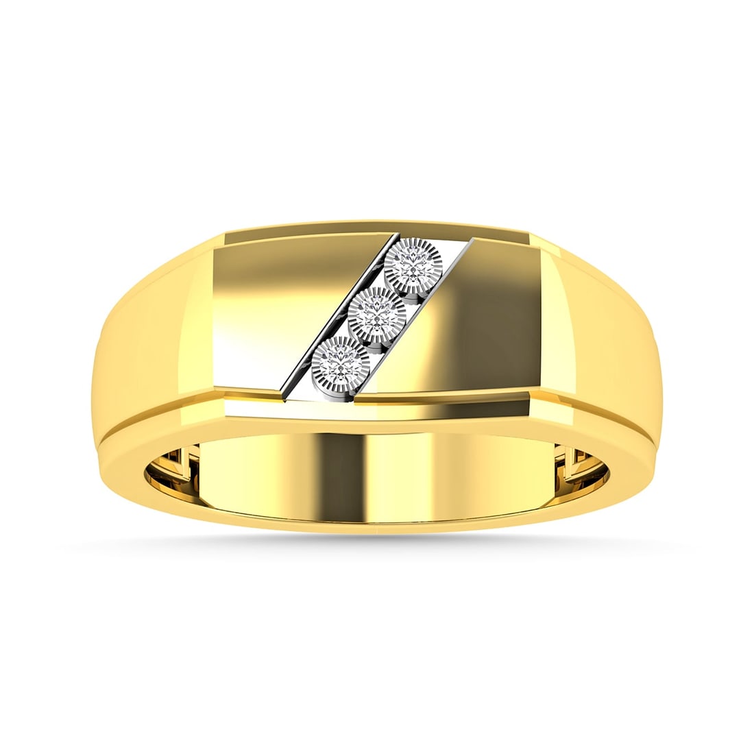 Diamond 1/50 Ct.Tw. Mens Fashion Ring in 10K Yellow Gold (1 of 4)
