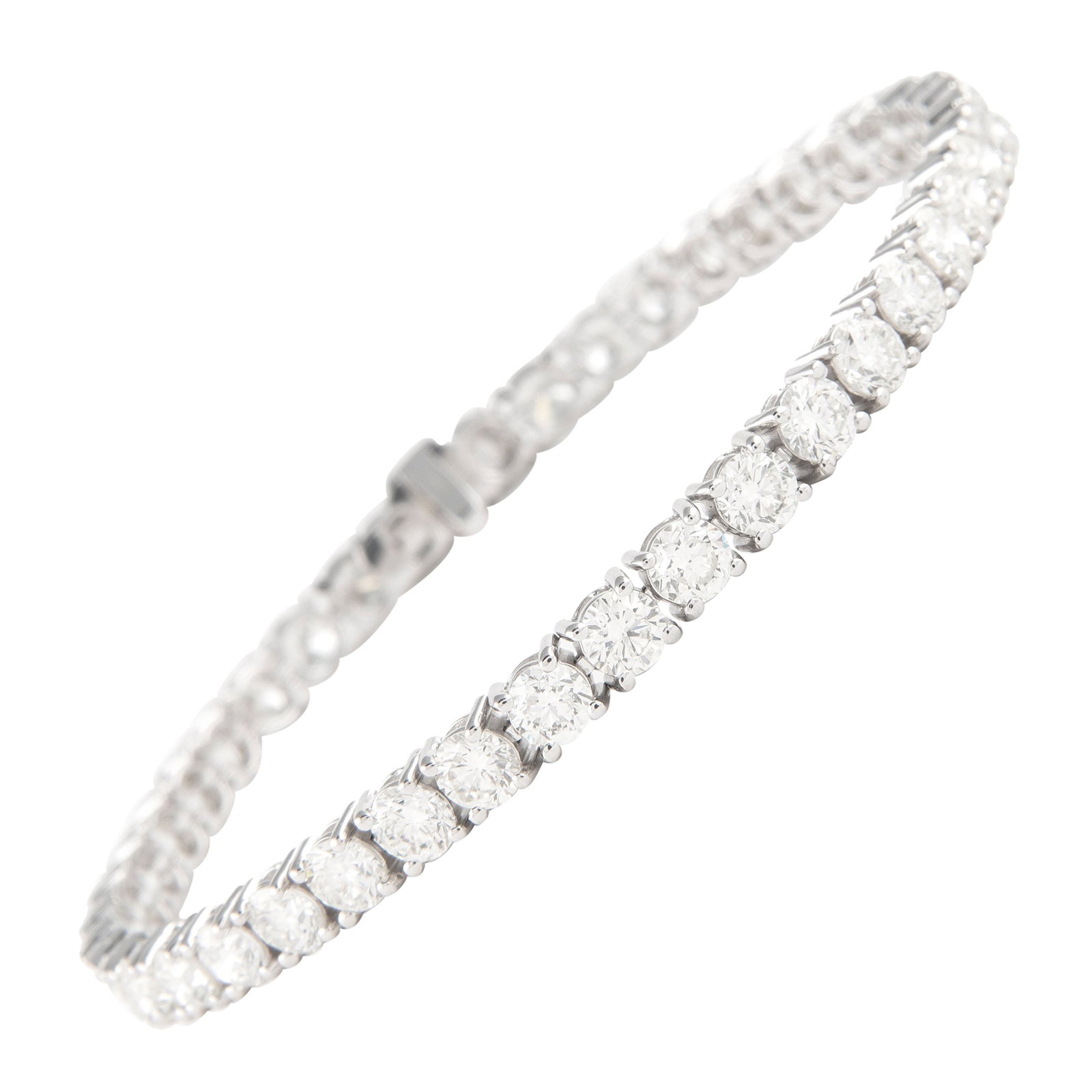 Diamond Tennis Bracelet 10.10ct 18k White Gold: Diamond Tennis Bracelet 10.10ct 18k White Gold Diamond tennis bracelet set with 42 round brilliant diamonds totaling 10.10 ct, approximately G color and VS clarity, in a four-prong 18k white gold sett