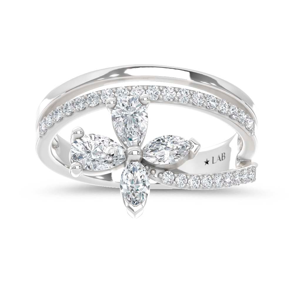 14K White Gold Lab Grown Diamond 3/4 Ct.Tw. Fashion Ring: 14K White Gold Lab Grown Diamond 3/4 Ct.Tw. Fashion Ring This polished 14K White Gold fashion ring features lab grown diamonds totaling 3/4 Ct.Tw., delivering clean lines and luminous sparkle. 14k Whi
