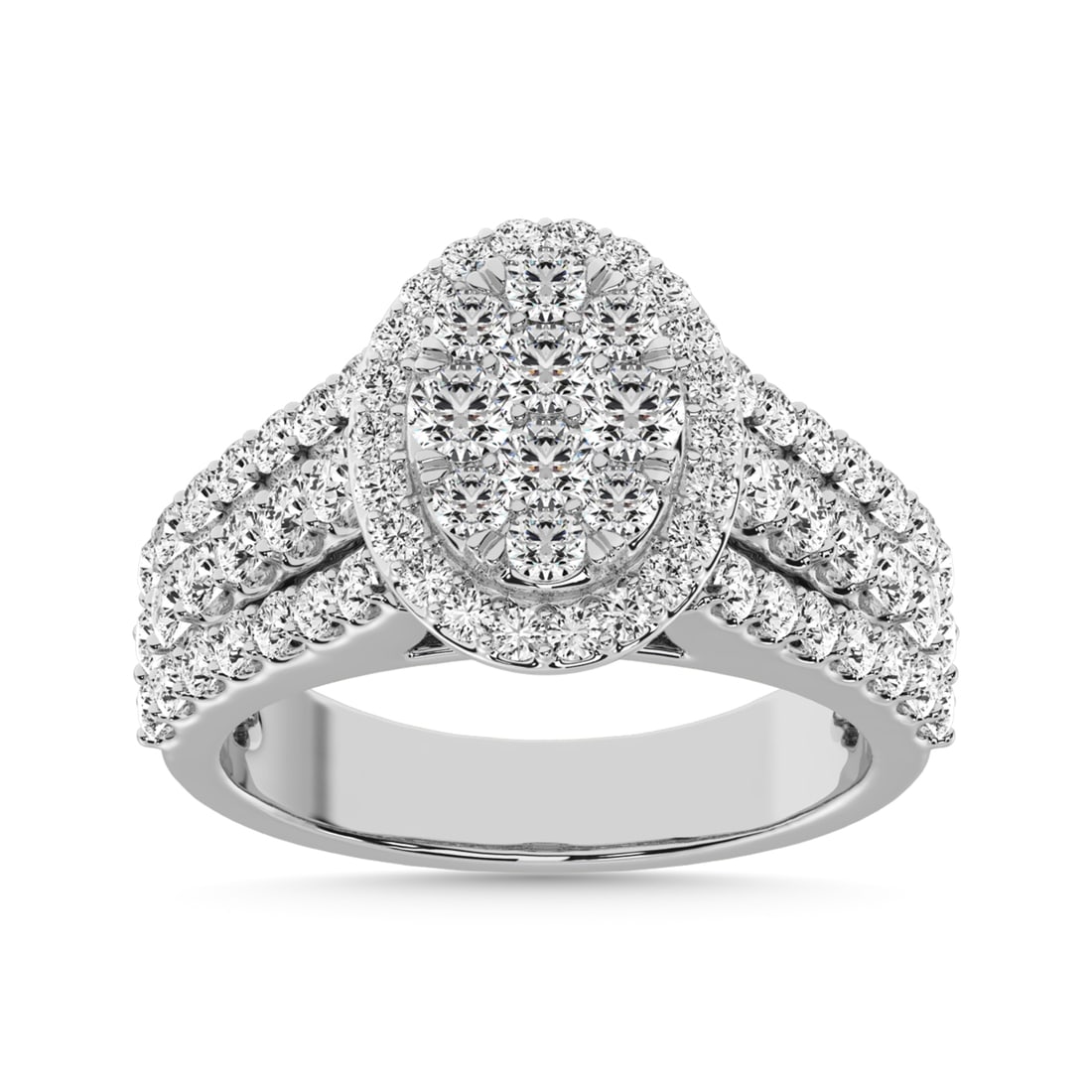 Diamond 1 3/4 Ct.Tw. Engagement Ring in 14K White Gold: Diamond 1 3/4 Ct.Tw. Engagement Ring in 14K White Gold 14k White Gold Stone Color: G-h Stone Clarity: Si2 Each ring is presented in standard size 6.5. Complimentary resizing is available between sizes