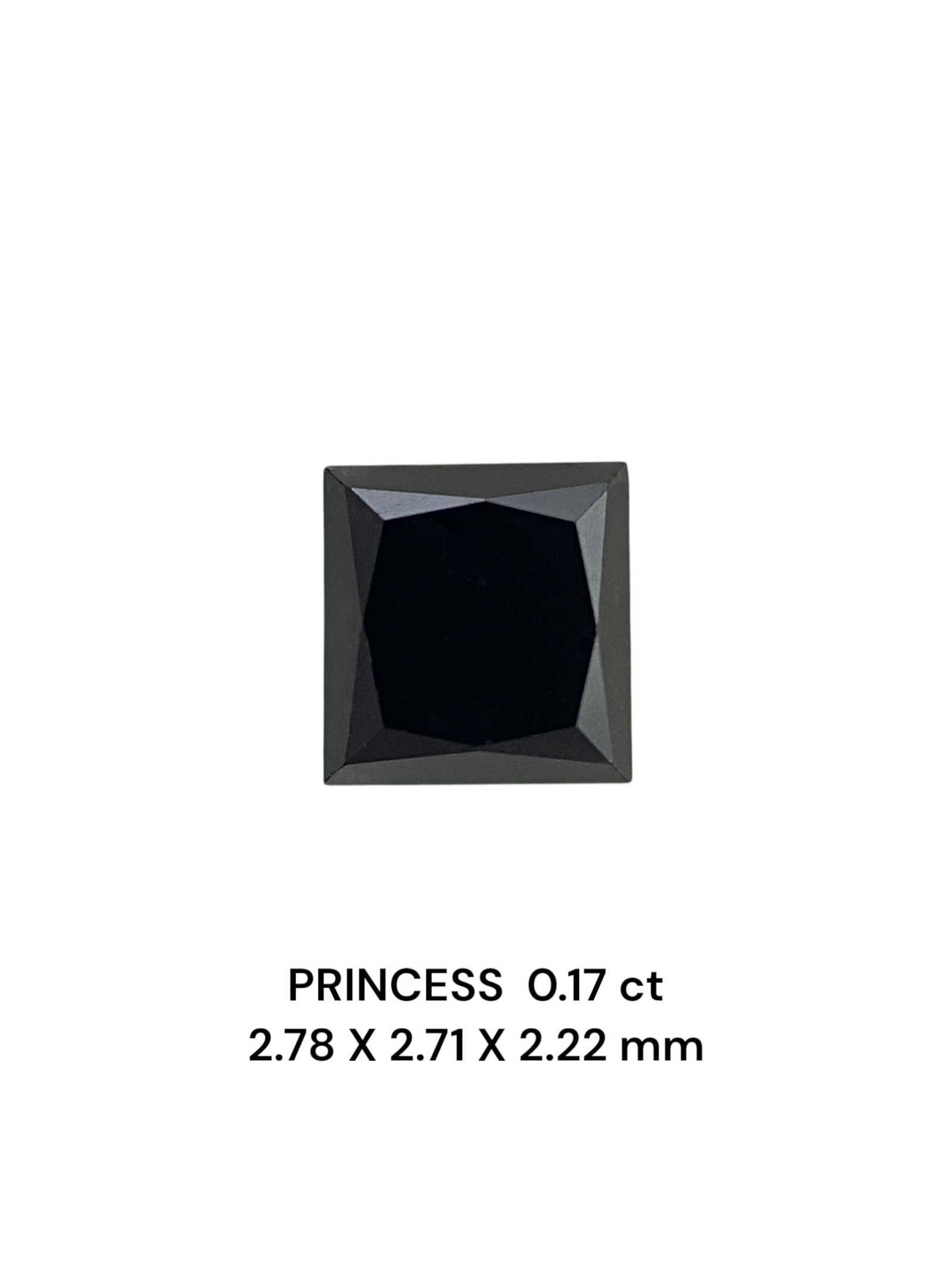 Loose Diamond - PRINCESS 0.17ct Fancy Black VVS2: Loose Diamond - PRINCESS 0.17ct Fancy Black VVS2 Source: Natural Shape: PRINCESS Carats: 0.17 Color: Fancy Black Certification: NONE PLEASE NOTE: Framed, Large, or heavy items do not have shipping cos