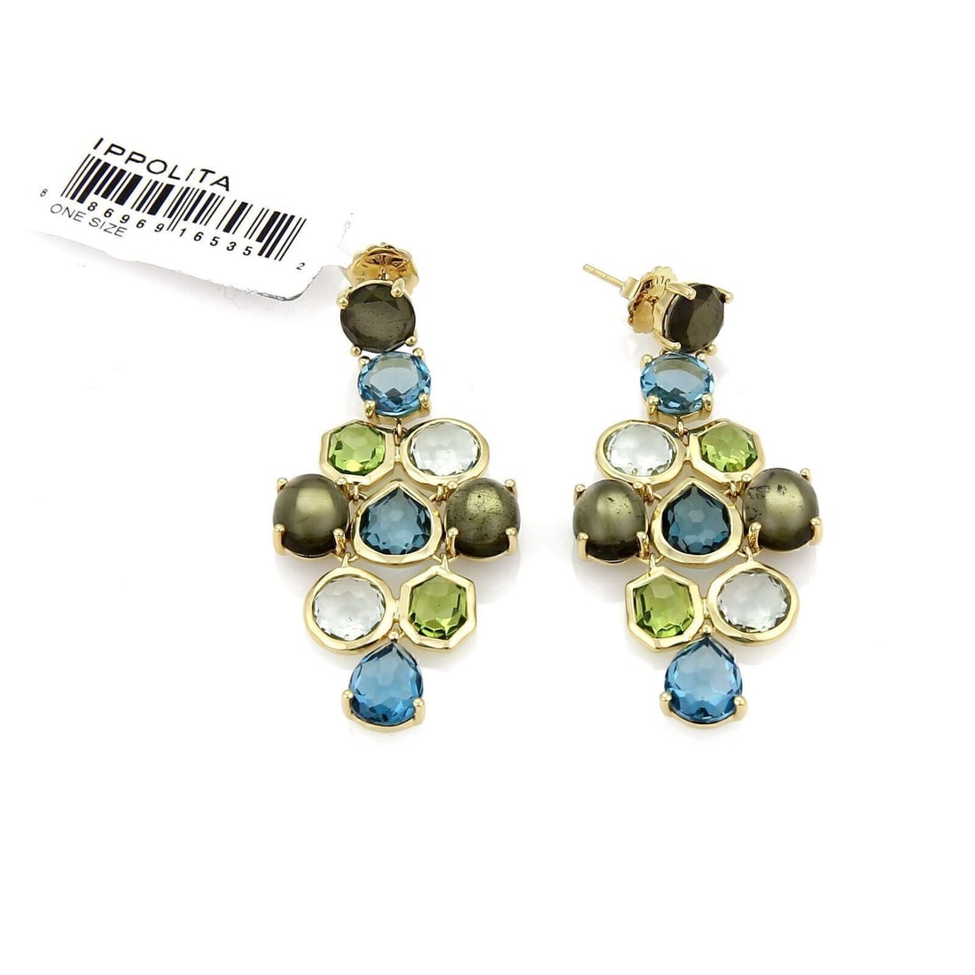 Ippolita Gelato 18k Yellow Gold Multicolor Gemstone Chandelier Earrings: Ippolita Gelato 18k Yellow Gold Multicolor Gemstone Chandelier Earrings Pre-owned Ippolita Gelato chandelier earrings in 18k yellow gold, designed with a cascading arrangement of multicolor gemstones 