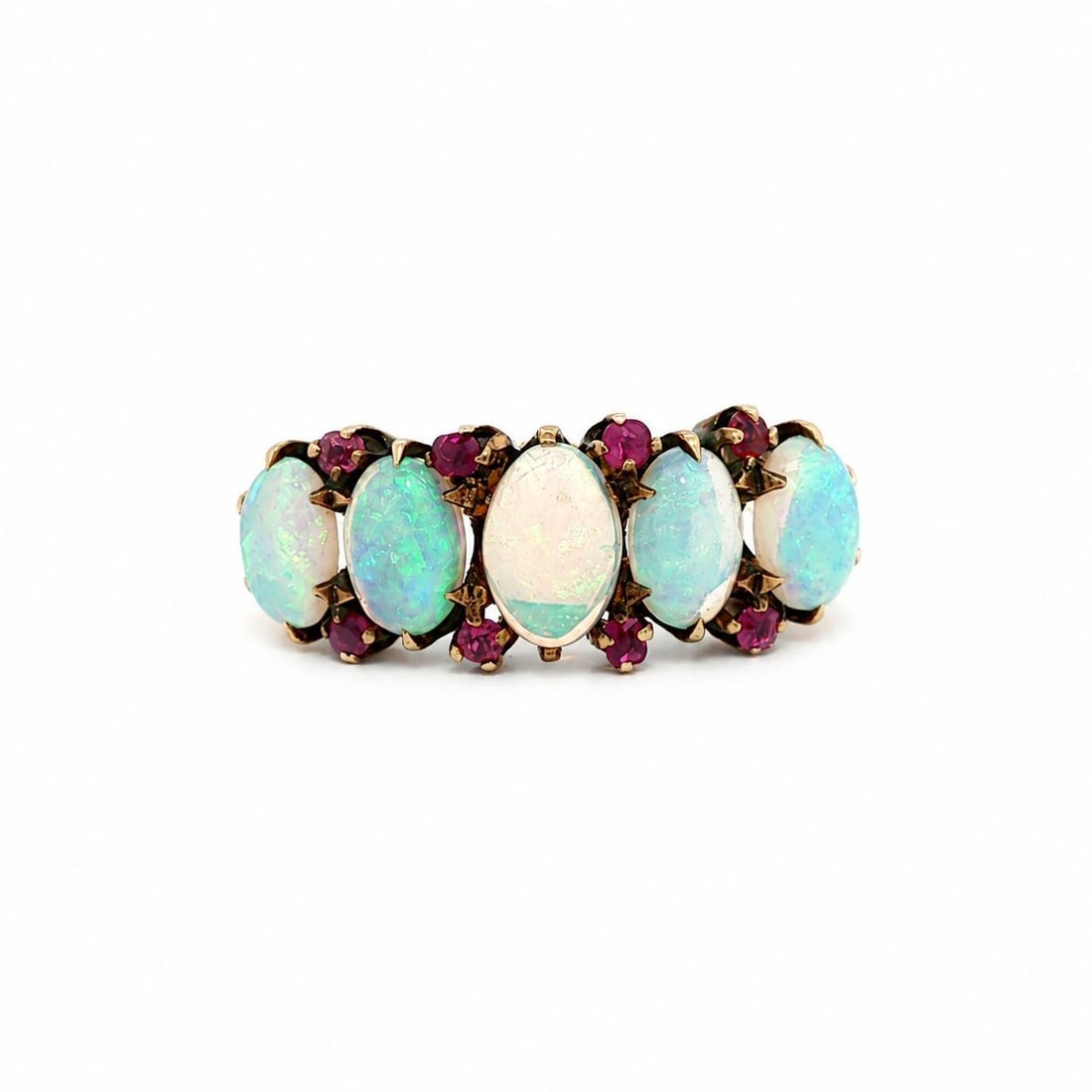 Victorian 14k Yellow Gold Opal Band Ring Signed A.F and Co (1 of 17)