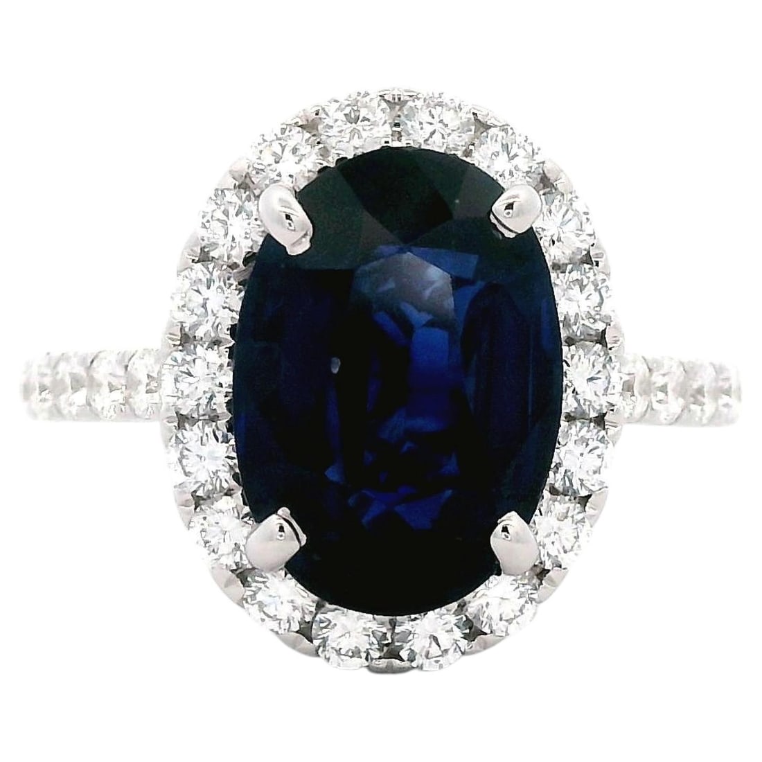 18k White Gold Ring GIA 5.03ct Ceylon Sapphire Diamond (1 of 4)