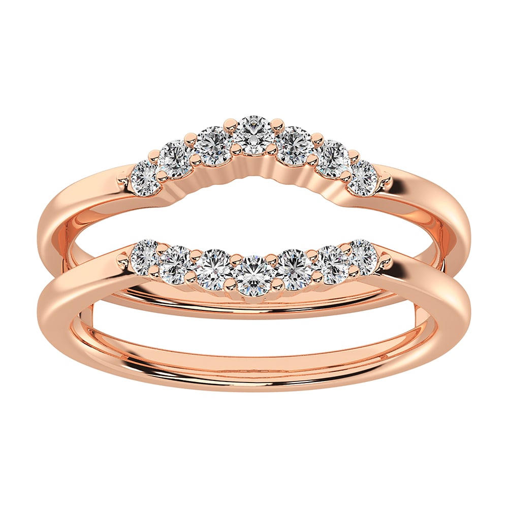 10K Rose Gold 1/3 Ct.Tw. Diamond Chevron Guard Ring: 10K Rose Gold 1/3 Ct.Tw. Diamond Chevron Guard Ring 10k Rose Gold Stone Color: G-h Stone Clarity: I1 Each ring is presented in standard size 6.5. Complimentary resizing is available between sizes 510 