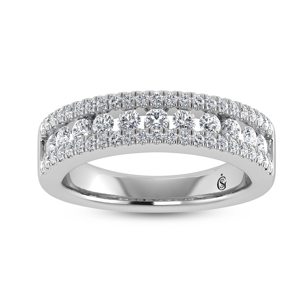 14K White Gold Diamond 7/8 Ct.Tw. Fashion Ring: 14K White Gold Diamond 7/8 Ct.Tw. Fashion Ring 14k White Gold Stone Color: G-h Stone Clarity: Si2 Each ring is presented in standard size 6.5. Complimentary resizing is available between sizes 510 (in
