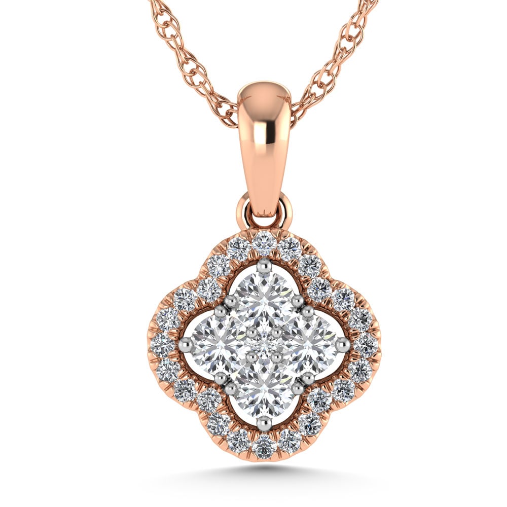 14K Rose Gold 1/2 Ct.Tw. Diamond Fashion Pendant: 14K Rose Gold 1/2 Ct.Tw. Diamond Fashion Pendant 14k Rose Gold Stone Color: G-h Stone Clarity: Si2 Unless otherwise specified, pendants that include a chain are paired with our standard 18-inch length