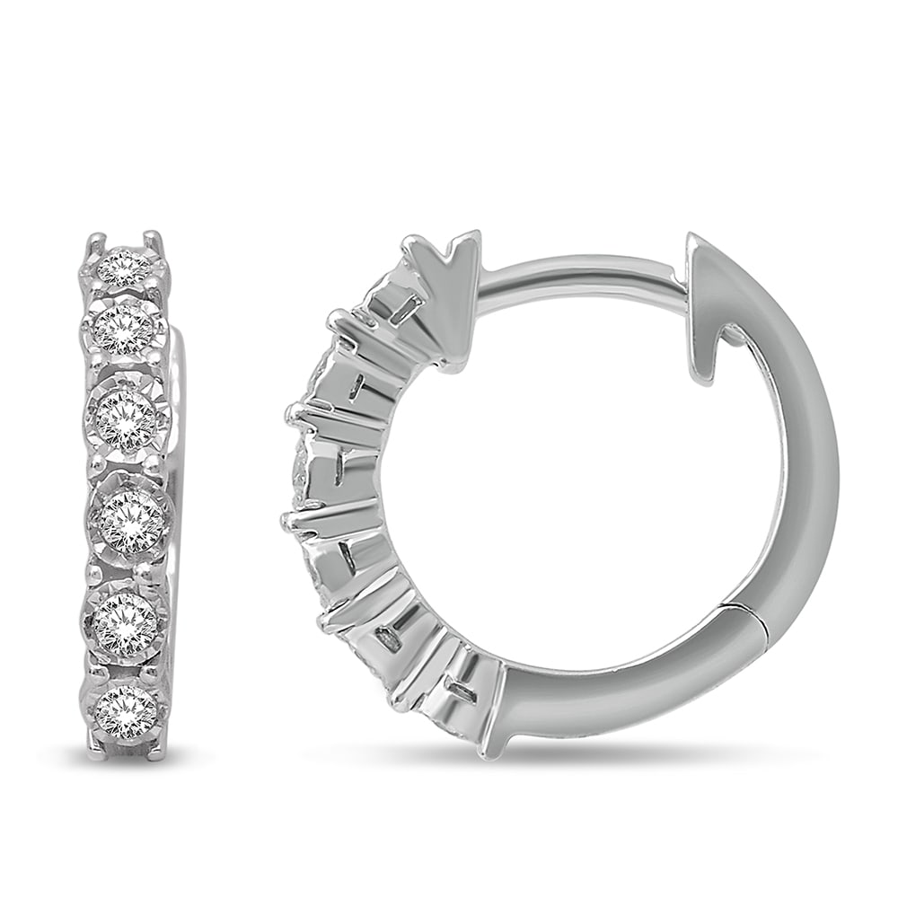 14K White Gold 1/5 Ct.Tw. Diamond Huggie Earrings (1 of 1)