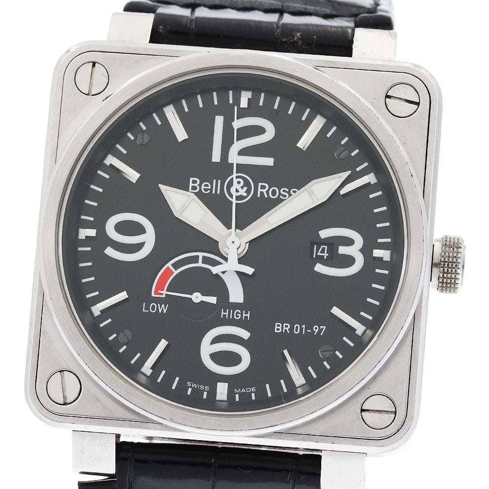 Bell and Ross BR01-97 mens automatic wristwatch with date power reserve: Bell and Ross BR01-97 mens automatic wristwatch with date power reserve Bell & Ross BR01-97 automatic men's wristwatch with date and power reserve functions. This watch features a black dial, a