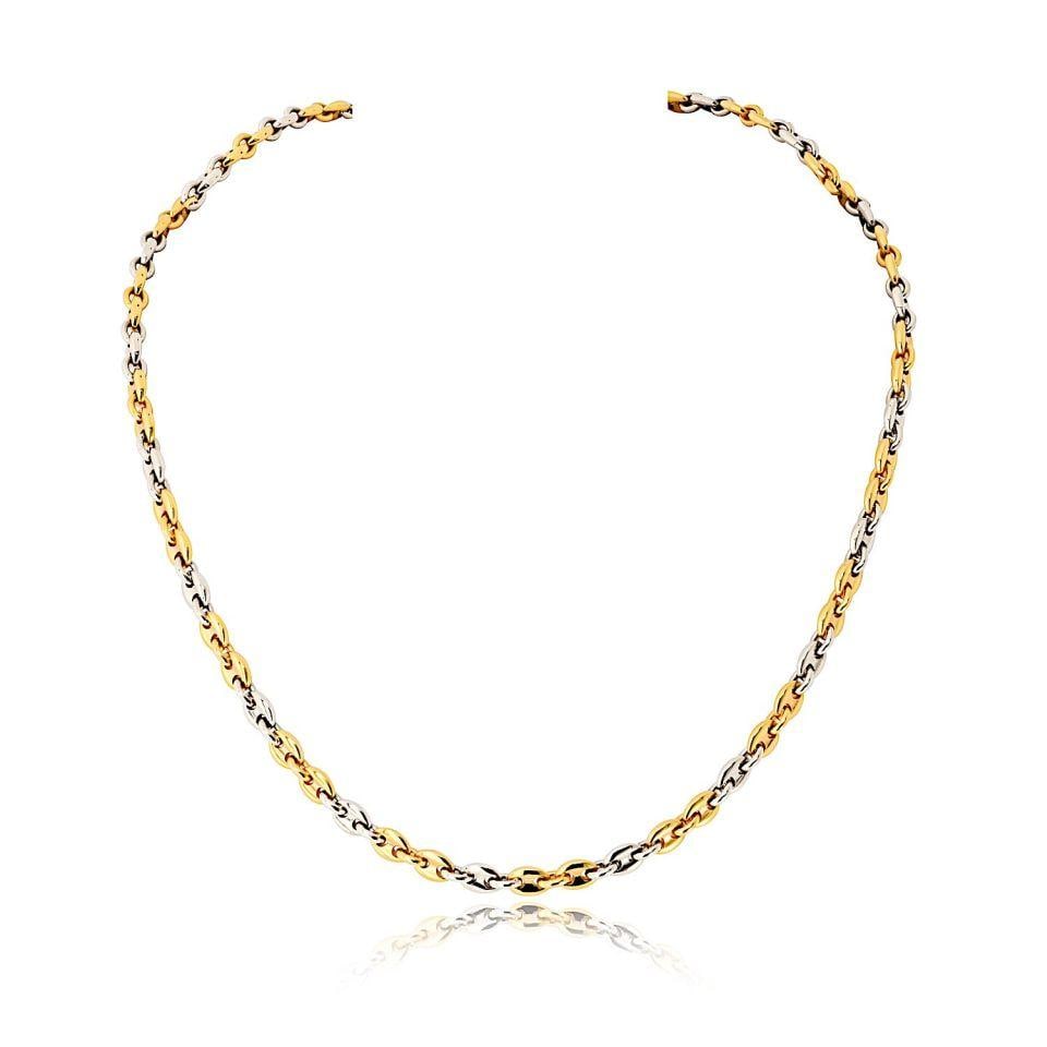 Cartier Coffee Bean Link Necklace 18K Two Tone Gold 16 Inch: Cartier Coffee Bean Link Necklace 18K Two Tone Gold 16 Inch Vintage Cartier coffee bean link necklace crafted in 18K two-tone gold. Made in Italy, it features sculptural coffee bean-inspired links wit