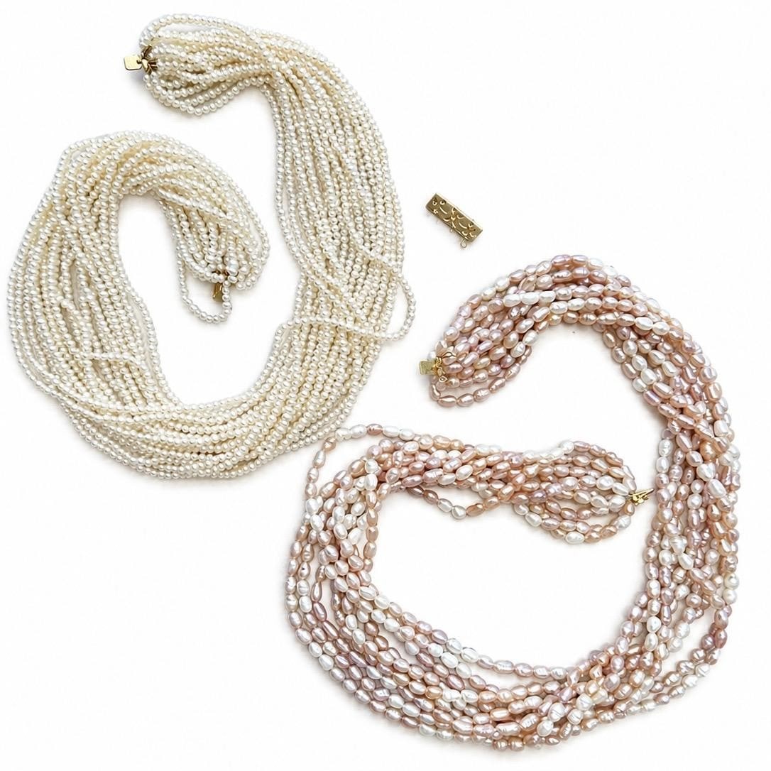 Pair of Pearl Torsade Necklaces with 18k Gold Clasp (1 of 18)