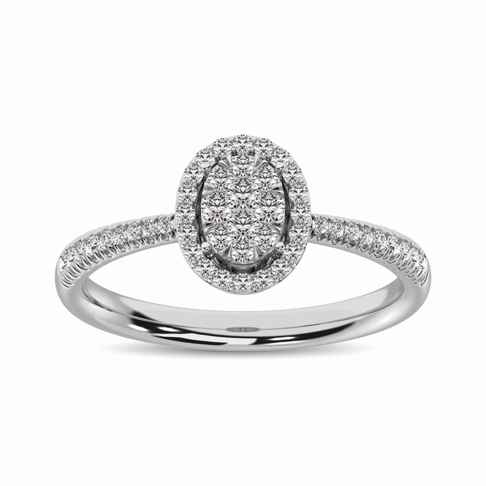 14K White Gold 3/8 Ct.Tw. Diamond Fashion Ring: 14K White Gold 3/8 Ct.Tw. Diamond Fashion Ring This eye-catching ring is available in 14K White Gold. There are 48 round diamonds with a total carat weight of 3/8 Ct.Tw. set in a Invisible Prong/ Micr
