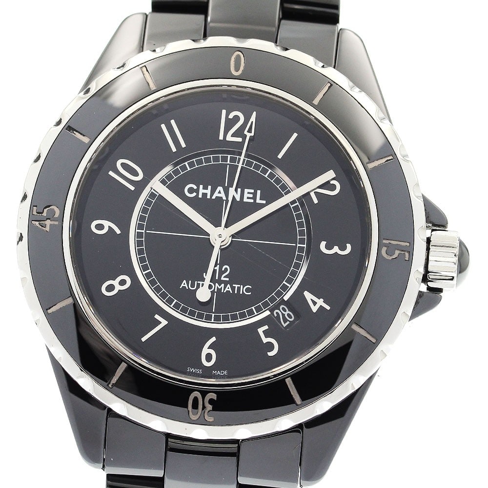 CHANEL J12 H2980 mens automatic wristwatch black ceramic 42mm: CHANEL J12 H2980 mens automatic wristwatch black ceramic 42mm CHANEL J12 42MM men's wristwatch with a black dial and automatic movement. This watch features a ceramic and stainless steel case and matc