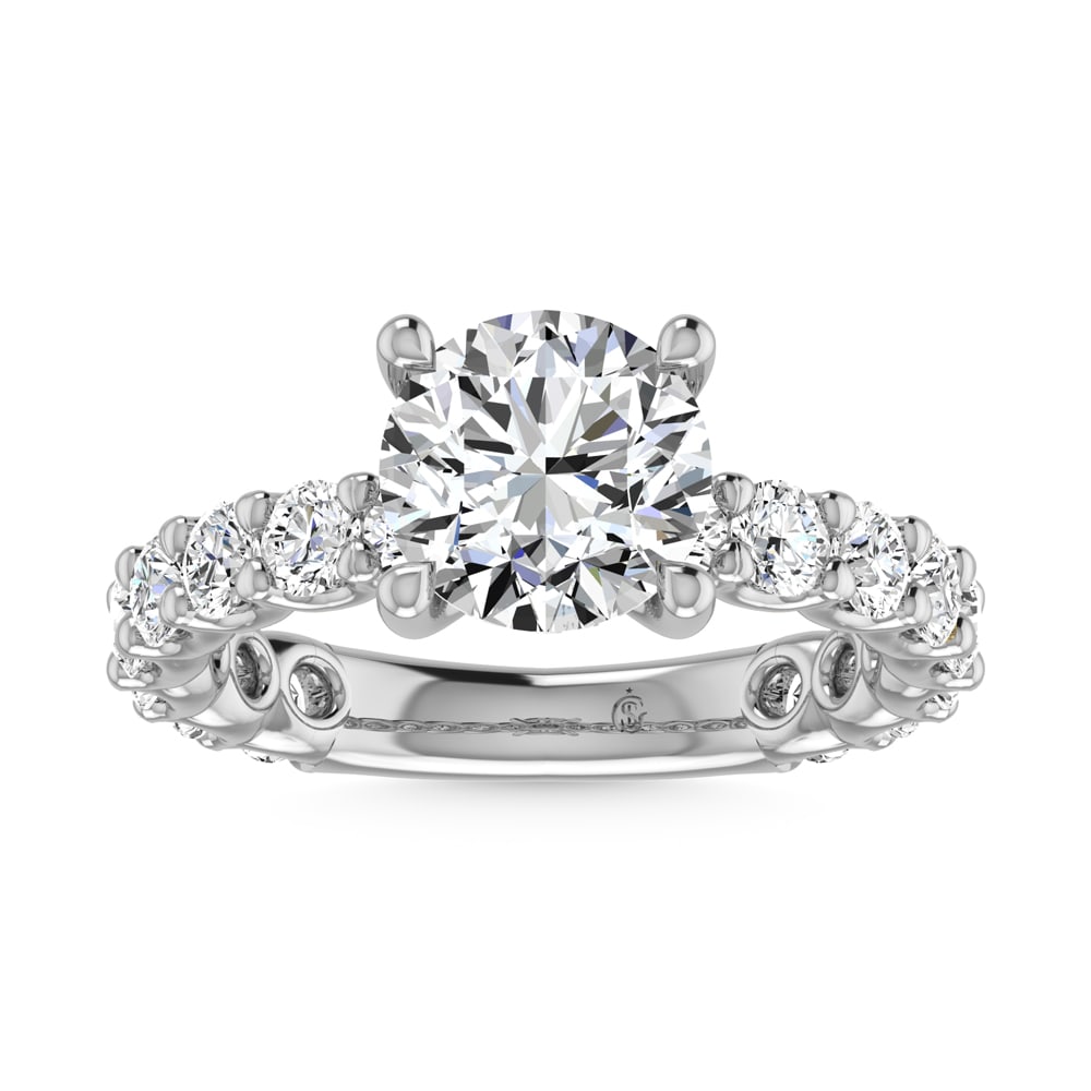 14K White Gold Lab Grown Diamond 3 1/3 Ct.Tw. Round Shape Three Forth Engagement Ring (IGI (1 of 4)