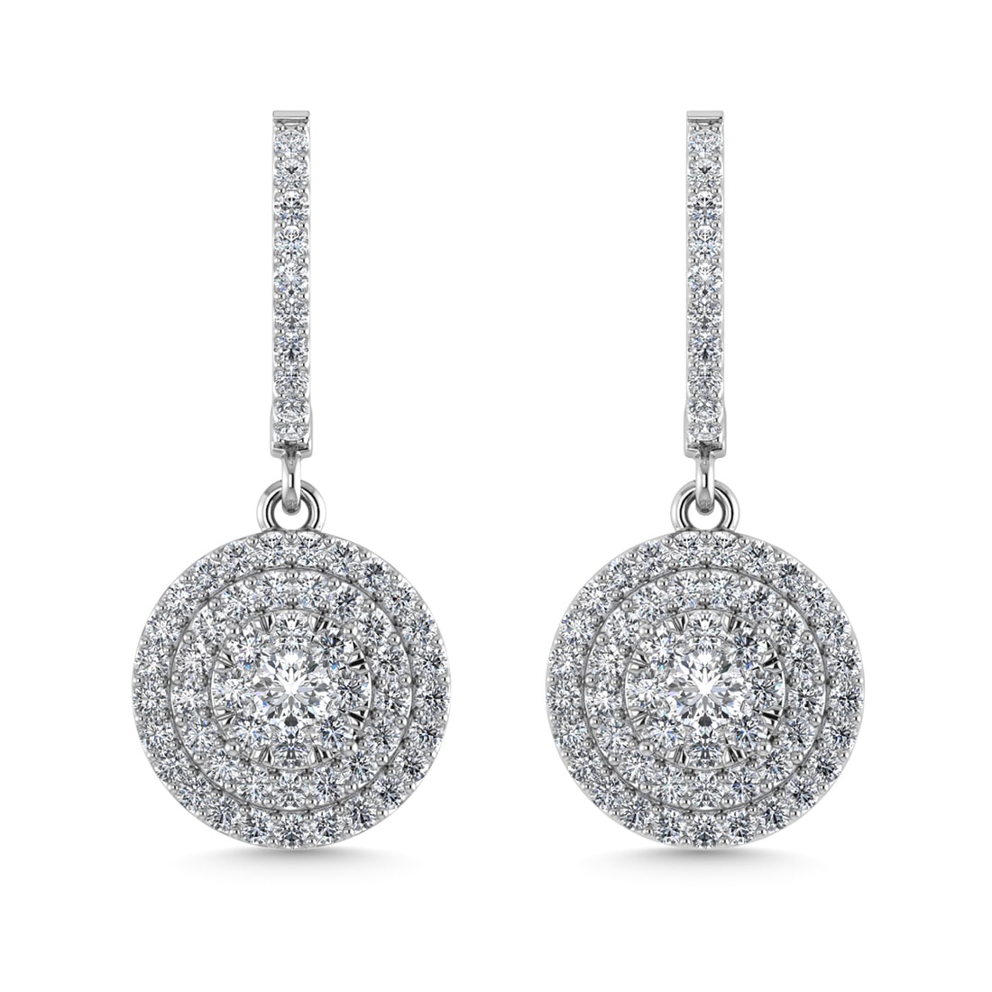 Diamond 1 Ct.Tw. Dangler Earrings in 14K White Gold: Diamond 1 Ct.Tw. Dangler Earrings in 14K White Gold 14k White Gold Stone Color: G-h Stone Clarity: I1 This item may take 2-5 weeks for shipping. PLEASE NOTE: Framed, Large, or heavy items do not have 