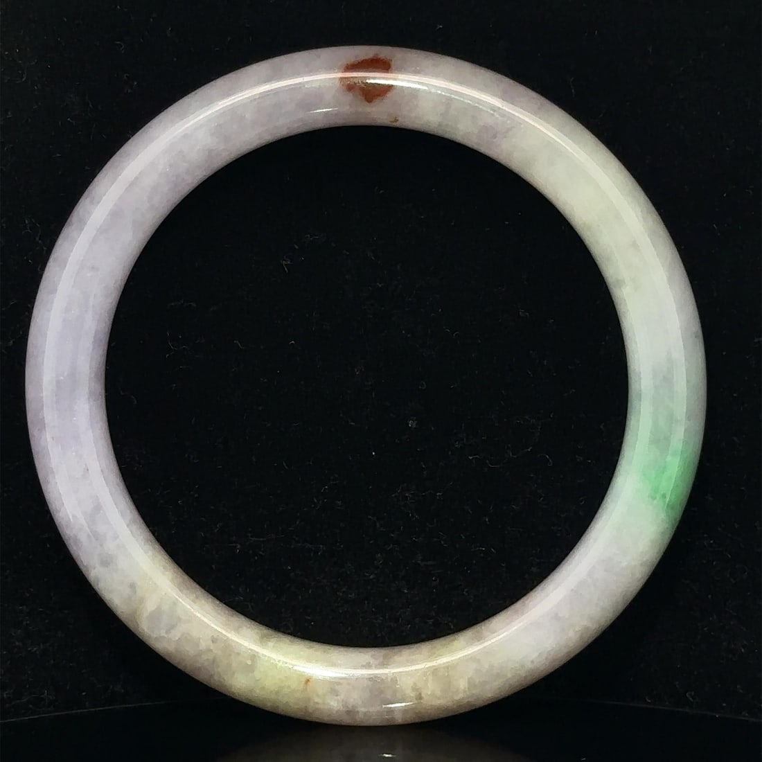 GIA Certified Natural Jadeite Jade Bangle Bracelet Variegate Colors: GIA Certified Natural Jadeite Jade Bangle Bracelet Variegate Colors This exquisite slip-on bangle bracelet showcases a stunning blend of natural jadeite jade in variegate shades of purple, green, and 