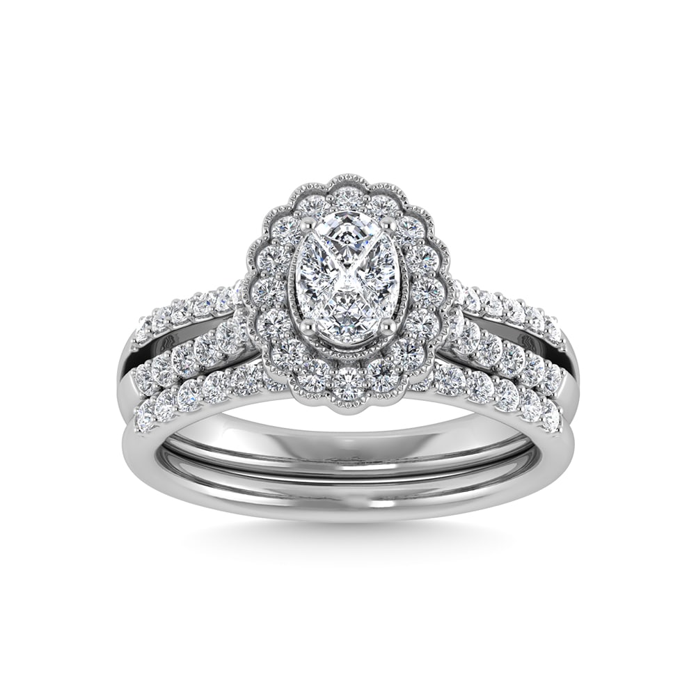 14K White Gold Diamond 1 Ct.Tw. Bridal Ring: 14K White Gold Diamond 1 Ct.Tw. Bridal Ring 14k White Gold Stone Color: G-h Stone Clarity: Si2 Each ring is presented in standard size 6.5. Complimentary resizing is available between sizes 510 (in 1/