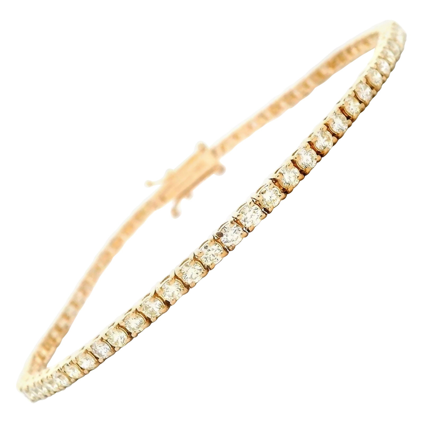 18k Yellow Gold Diamond Tennis Bracelet 2.91ct: 18k Yellow Gold Diamond Tennis Bracelet 2.91ct Exquisite and timeless diamond tennis bracelet set with 69 round white diamonds totaling 2.91 ct. The diamonds are approximately J/K color and VS clarity