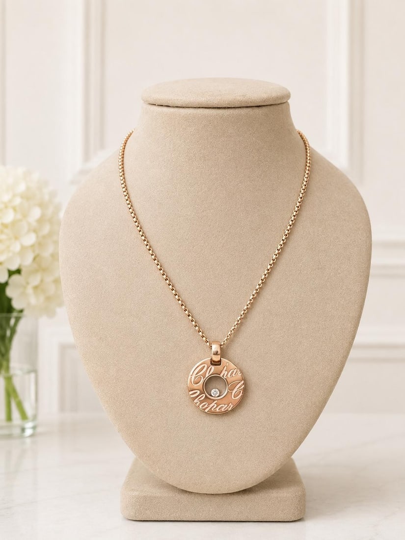 Chopard Chopardissimo 18k Rose Gold Necklace with Floating Diamond Pendant (1 of 12)