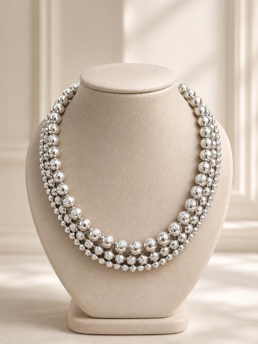 Craig Drake 18k White Gold Diamond Beaded Necklace 3 Strand 5.85ctw: Craig Drake 18k White Gold Diamond Beaded Necklace 3 Strand 5.85ctw Elegant Craig Drake multi-strand necklace crafted in solid 18k white gold and set with natural round brilliant cut diamonds. This 3-