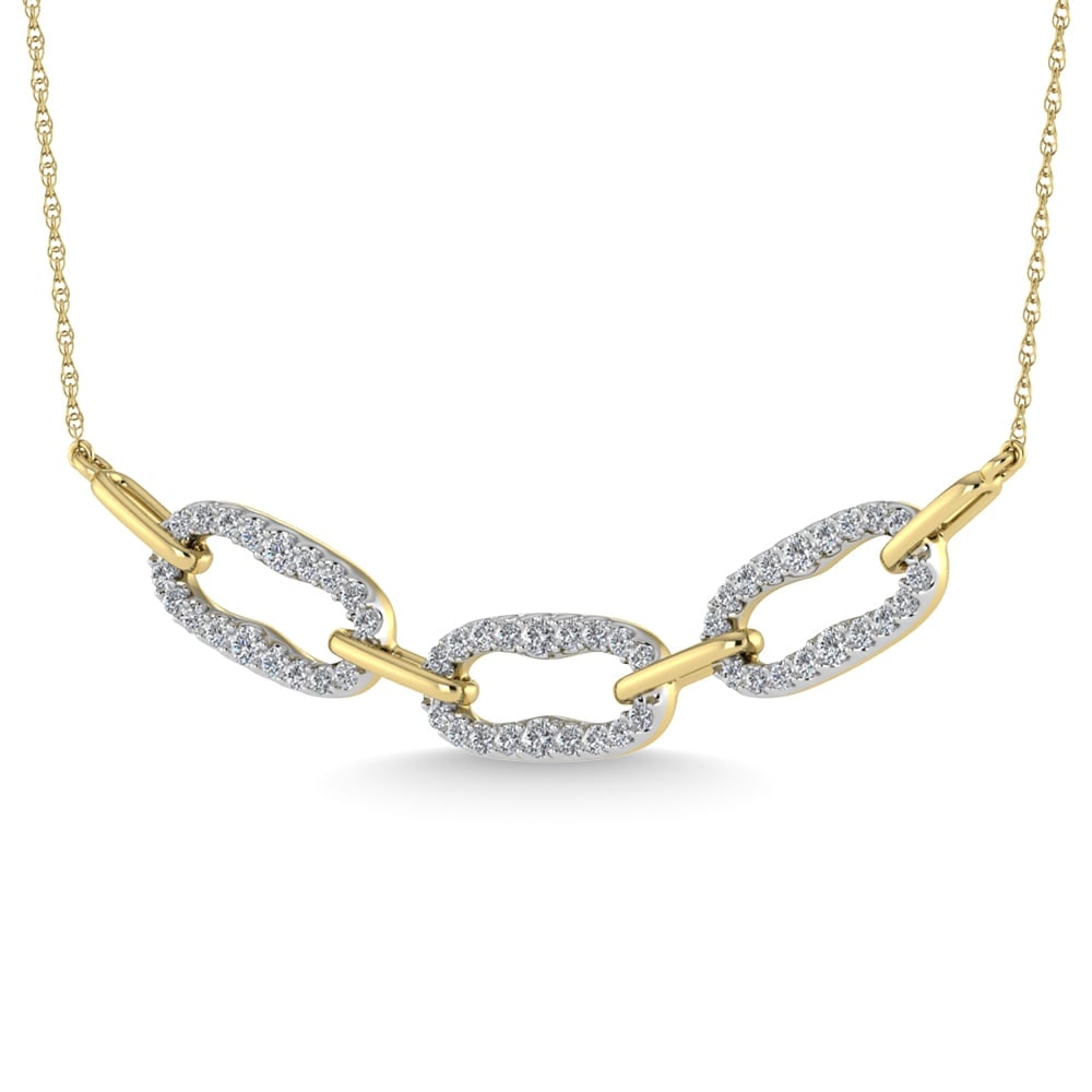 14K Two Tone Diamond 1/6 Ct.Tw. Fashion Necklace: 14K Two Tone Diamond 1/6 Ct.Tw. Fashion Necklace 14k Two Tone Stone Color: G-h Stone Clarity: I1 Unless otherwise specified, pendants that include a chain are paired with our standard 18-inch length. 