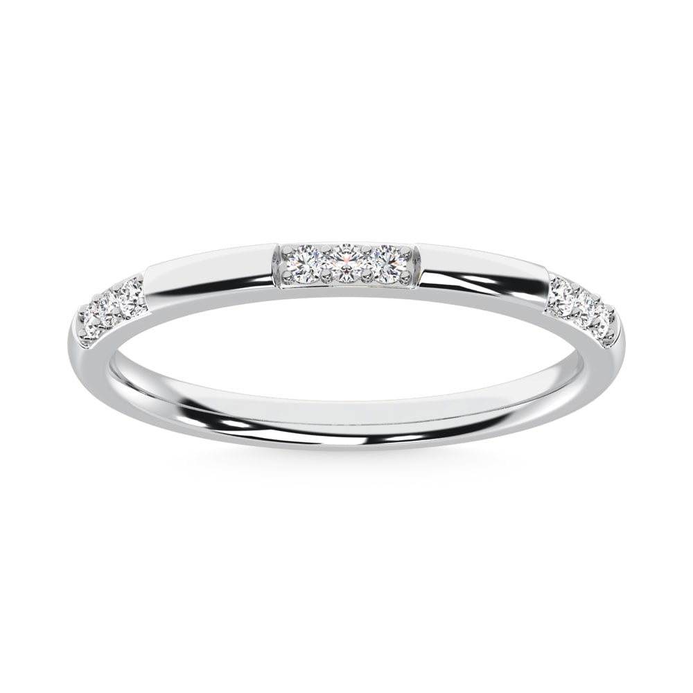 14K White Gold Diamond 1/10 Ct.Tw. Stackable Band: 14K White Gold Diamond 1/10 Ct.Tw. Stackable Band 14k White Gold Stone Color: G-h Stone Clarity: I1-i2 Each ring is presented in standard size 6.5. Complimentary resizing is available between sizes 51
