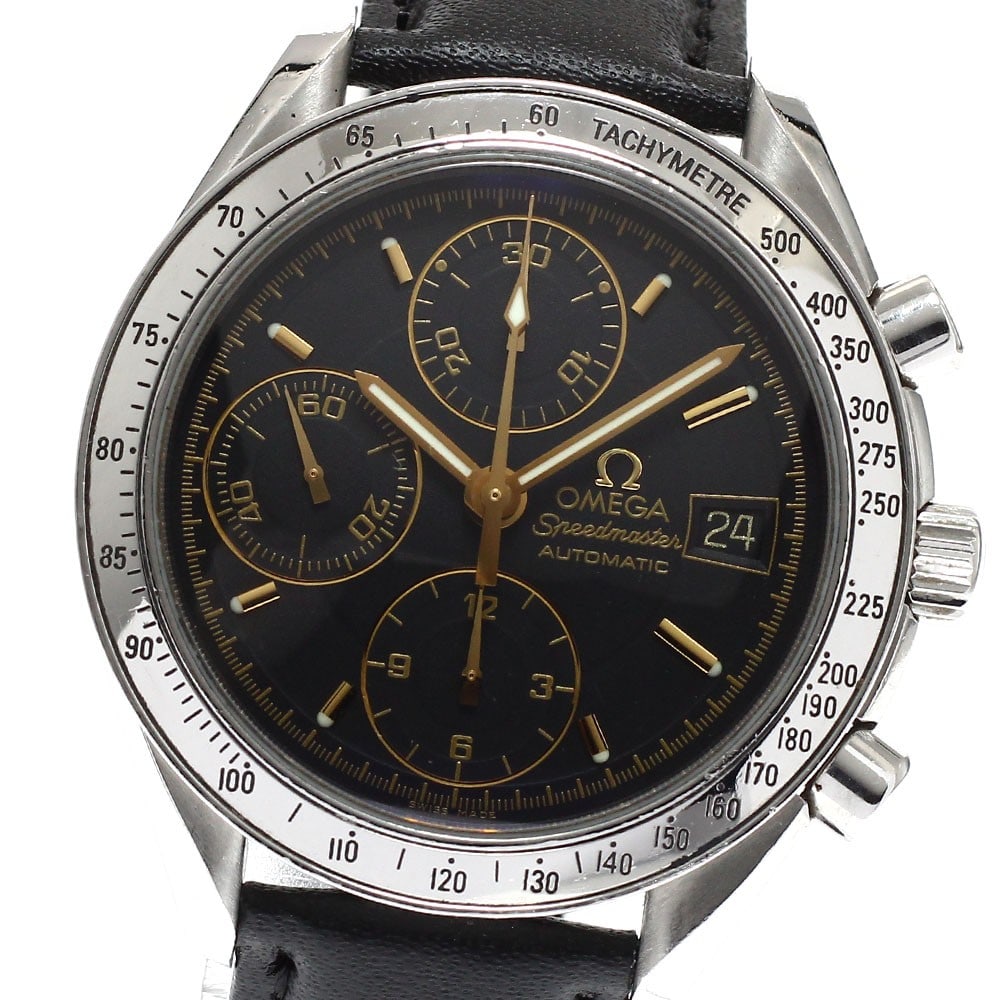 OMEGA Speedmaster 3513.54 mens automatic chronograph watch aftermarket strap: OMEGA Speedmaster 3513.54 mens automatic chronograph watch aftermarket strap Omega Speedmaster Date chronograph wristwatch for men with an automatic movement and black dial. This stainless steel watch