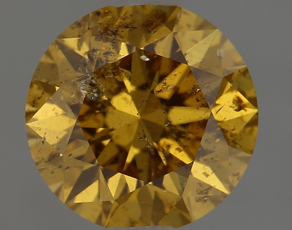 Loose Diamond - ROUND 1.01ct Fancy Deep Orangey Yellow I1: Loose Diamond - ROUND 1.01ct Fancy Deep Orangey Yellow I1 Source: Natural Shape: ROUND Carats: 1.01 Color: Fancy Deep Orangey Yellow Certification: GIA Video: