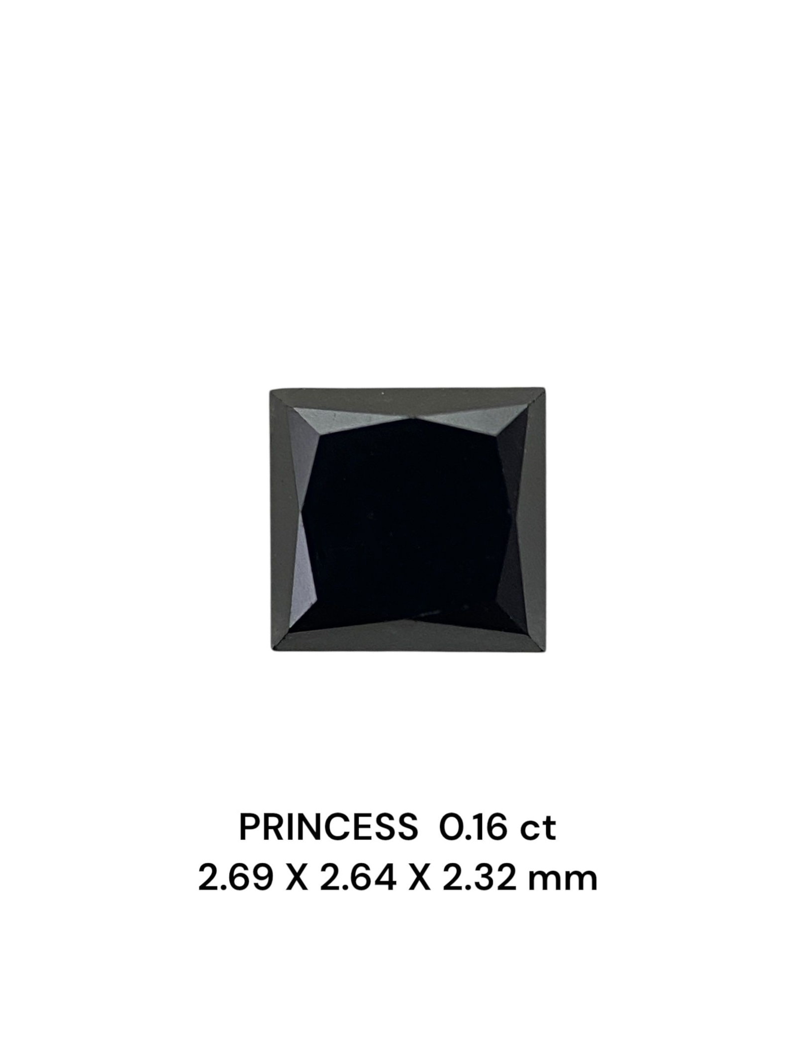 Loose Diamond - PRINCESS 0.16ct Fancy Black VVS2: Loose Diamond - PRINCESS 0.16ct Fancy Black VVS2 Source: Natural Shape: PRINCESS Carats: 0.16 Color: Fancy Black Certification: NONE PLEASE NOTE: Framed, Large, or heavy items do not have shipping cos