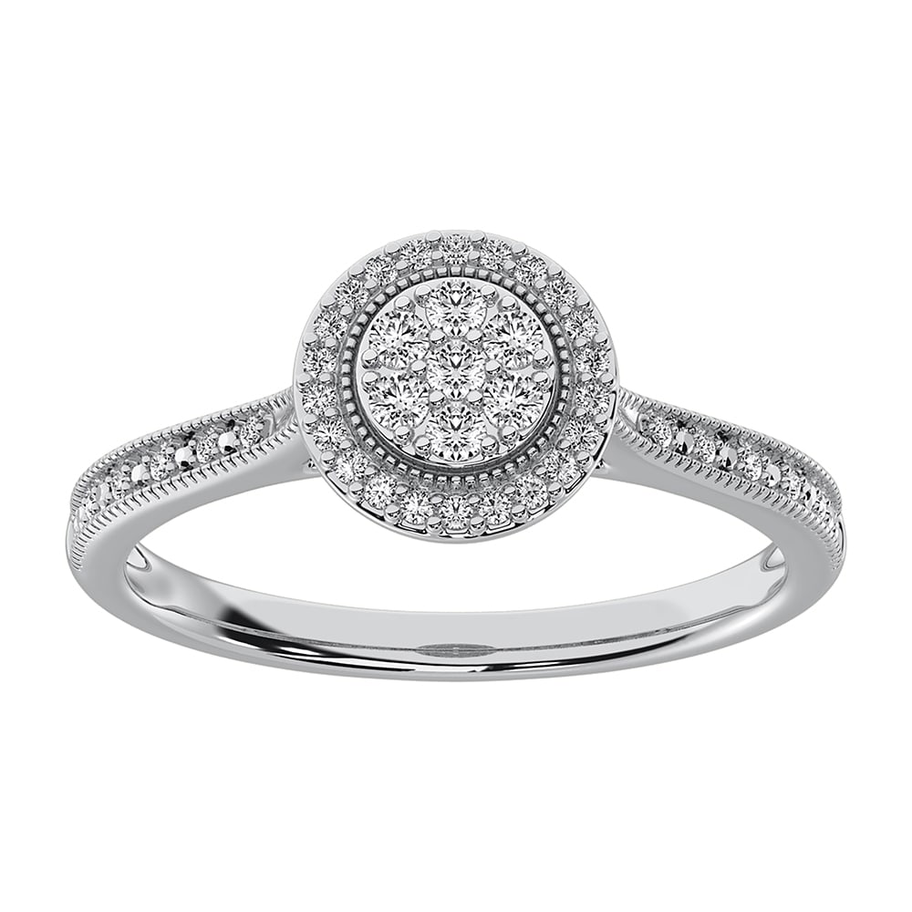 10K White Gold 1/5 Ct.Tw. Diamond Promise Ring: 10K White Gold 1/5 Ct.Tw. Diamond Promise Ring 10k White Gold Stone Color: G-h Stone Clarity: I1 Each ring is presented in standard size 6.5. Complimentary resizing is available between sizes 510 (in 