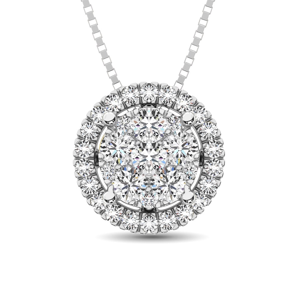 14K White Gold 1/2 Ct.Tw. Diamond Flower Pendant: 14K White Gold 1/2 Ct.Tw. Diamond Flower Pendant This Elegant Pendant Is Crafted from 14K White Gold And Adorned With Diamonds Weighing Approximately 1/2 Ct.Tw. This Sparkling Design Features an Open 
