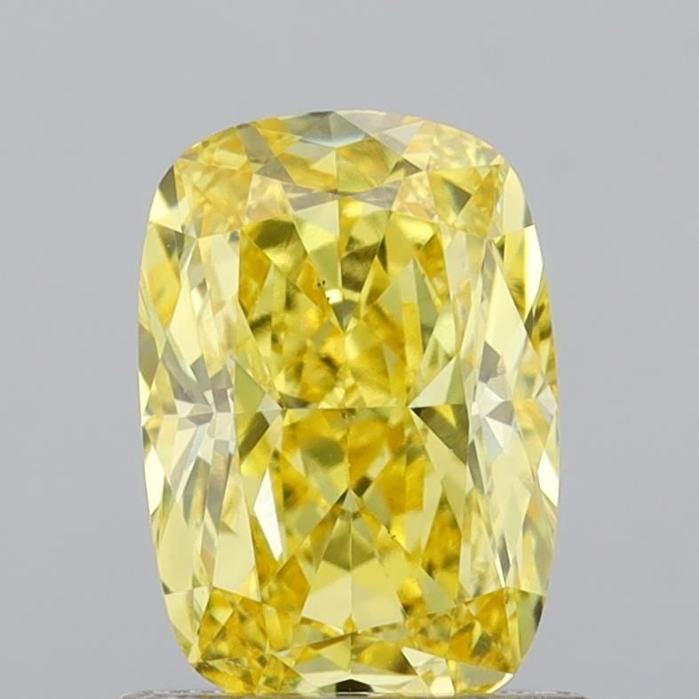 Loose Diamond - CUSHION MODIFIED 0.9ct Fancy Vivid Yellow VS1: Loose Diamond - CUSHION MODIFIED 0.9ct Fancy Vivid Yellow VS1 Source: This is a real non-mined Diamond that has been grown in a lab Shape: CUSHION MODIFIED Carats: 0.9 Color: Fancy Vivid Yellow Certif