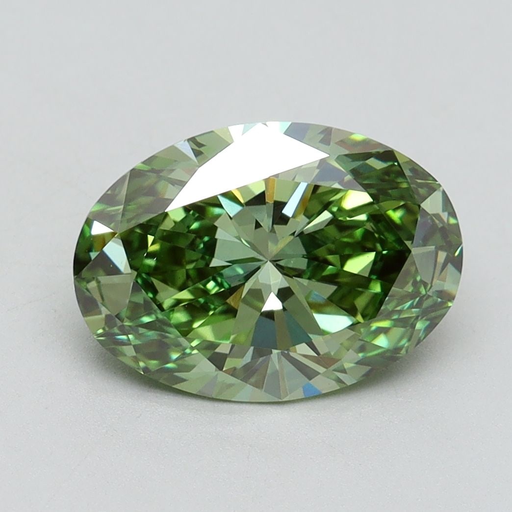 Loose Diamond - OVAL 2.42ct Fancy Vivid Green VS1: Loose Diamond - OVAL 2.42ct Fancy Vivid Green VS1 Source: This is a real non-mined Diamond that has been grown in a lab Shape: OVAL Carats: 2.42 Color: Fancy Vivid Green Certification: IGI Video: