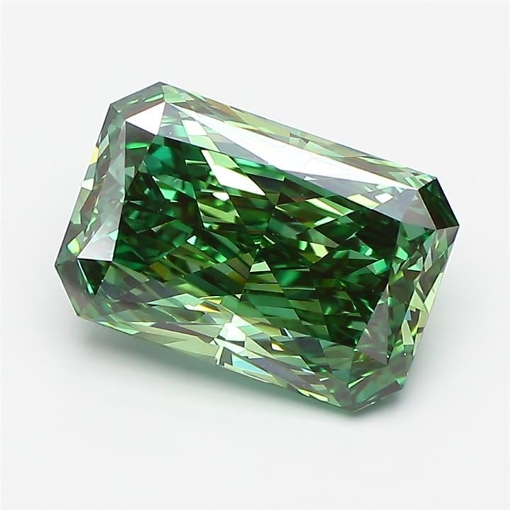 Loose Diamond - RADIANT 4.04ct Fancy Vivid Green VVS2: Loose Diamond - RADIANT 4.04ct Fancy Vivid Green VVS2 Source: This is a real non-mined Diamond that has been grown in a lab Shape: RADIANT Carats: 4.04 Color: Fancy Vivid Green Certification: IGI Vide