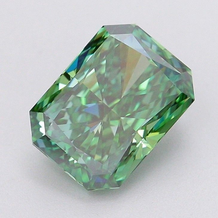 Loose Diamond - RADIANT 2.03ct Fancy Vivid Green VVS2: Loose Diamond - RADIANT 2.03ct Fancy Vivid Green VVS2 Source: This is a real non-mined Diamond that has been grown in a lab Shape: RADIANT Carats: 2.03 Color: Fancy Vivid Green Certification: IGI Vide