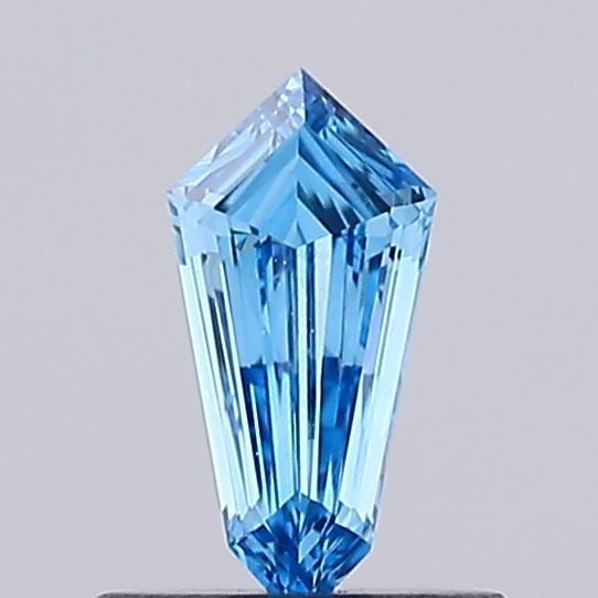 Loose Diamond - SHIELD 0.38ct Fancy Vivid Blue VS1: Loose Diamond - SHIELD 0.38ct Fancy Vivid Blue VS1 Source: This is a real non-mined Diamond that has been grown in a lab Shape: SHIELD Carats: 0.38 Color: Fancy Vivid Blue Certification: IGI Video: