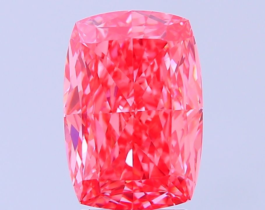 Loose Diamond - CUSHION MODIFIED 4.1ct Fancy Vivid Pink VS1: Loose Diamond - CUSHION MODIFIED 4.1ct Fancy Vivid Pink VS1 Source: This is a real non-mined Diamond that has been grown in a lab Shape: CUSHION MODIFIED Carats: 4.1 Color: Fancy Vivid Pink Certificat