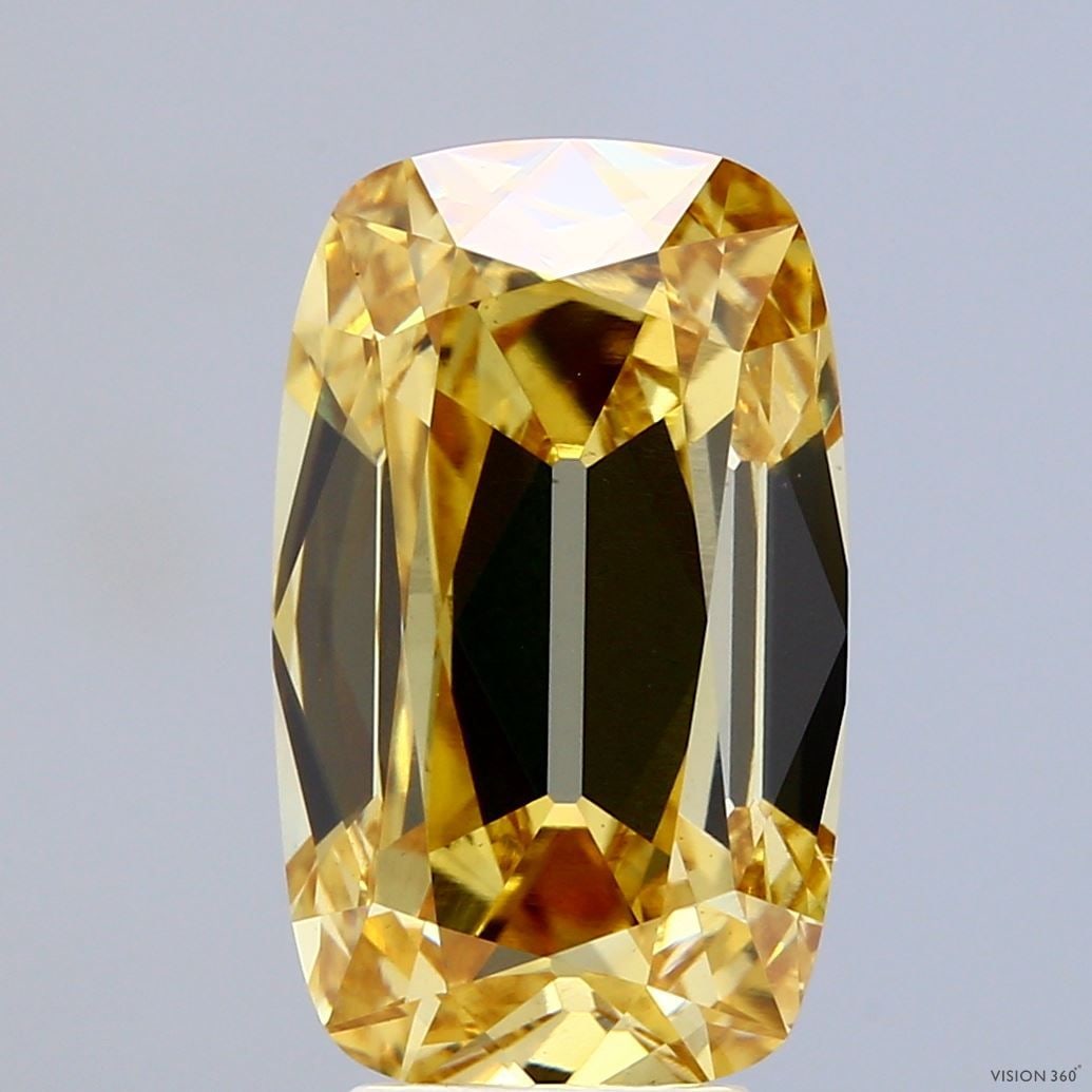 Loose Diamond - CUSHION BRILLIANT 5.77ct Fancy Yellow VS1: Loose Diamond - CUSHION BRILLIANT 5.77ct Fancy Yellow VS1 Source: This is a real non-mined Diamond that has been grown in a lab Shape: CUSHION BRILLIANT Carats: 5.77 Color: Fancy Yellow Certification:
